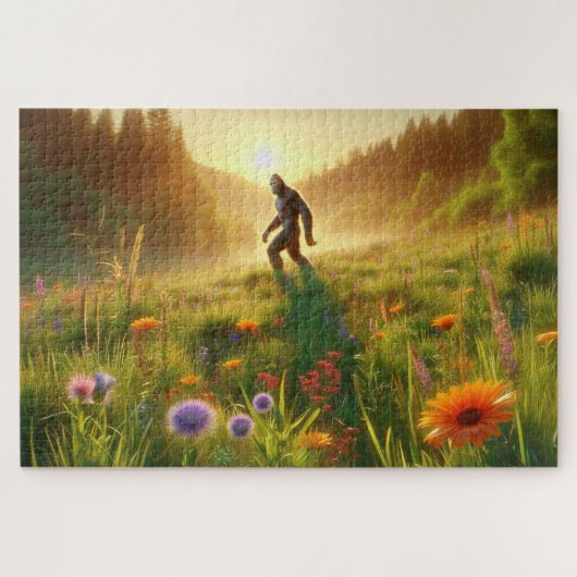 Bigfoot in Bloom, 野の花に囲まれたビッグフットの風景 ジグソーパズル (横)