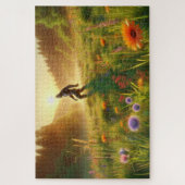 Bigfoot in Bloom, 野の花に囲まれたビッグフットの風景 ジグソーパズル (縦)
