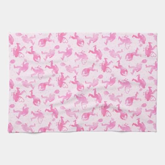 Bigfoot in Love ：ピンクバレンタインディ キッチンタオル (横)