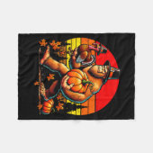 Bigfoot Lgrim Turkey Pumpkin Thanksgiving Day Boys フリースブランケット (正面(横))