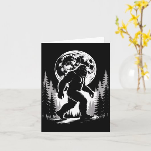 Bigfoot Moonlight Sasquatch Forest Cryptid Outdoor カード (黄色い花)