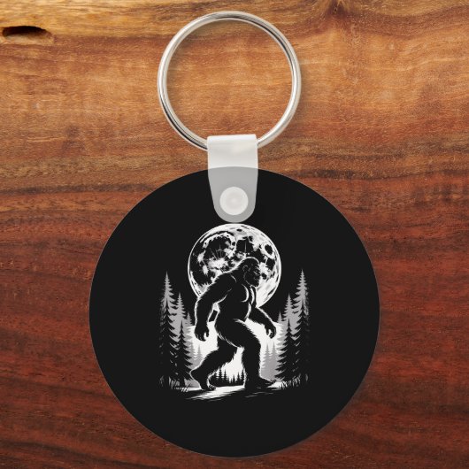 Bigfoot Moonlight Sasquatch Forest Cryptid Outdoor キーホルダー (正面)