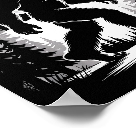 Bigfoot Moonlight Sasquatch Forest Cryptid Outdoor ポスター (角)