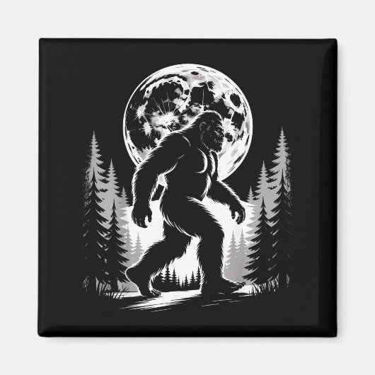 Bigfoot Moonlight Sasquatch Forest Cryptid Outdoor マグネット (正面)