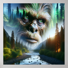 Bigfoot, Mountains, River and Forest ポスター