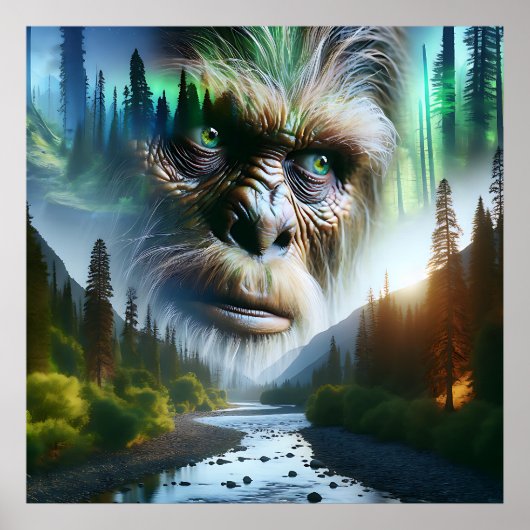 Bigfoot, Mountains, River and Forest ポスター (正面)