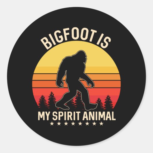 Bigfoot my Spirit Animal | Bigfoot Retro ラウンドシール (正面)