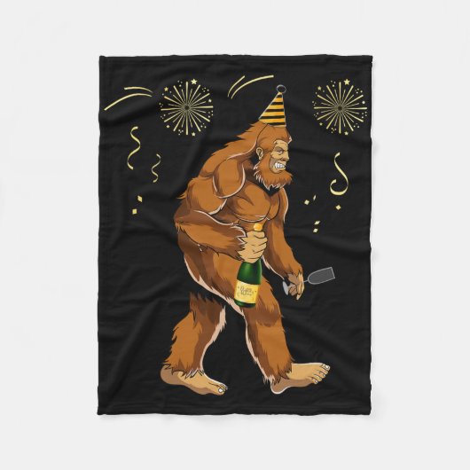 Bigfoot New Year Funny Outfit Sasquatch Holiday 20 フリースブランケット (正面)