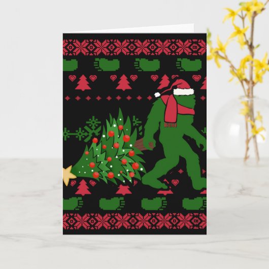 Bigfoot on knit background カード (黄色い花)