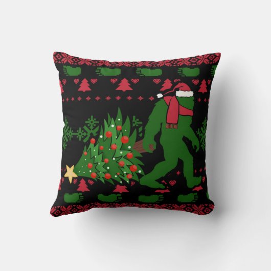 Bigfoot on knit background クッション (裏面)