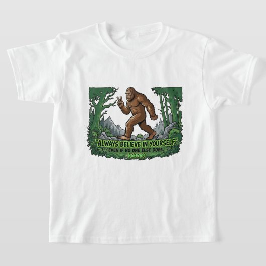 Bigfoot Peace Sign Believe In Yourself Sasquatch Tシャツ (レイダウン)