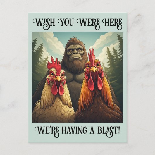 “Bigfoot Photo Op” Cheesy Chicken ポストカード (正面)