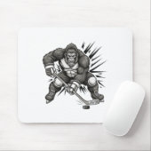 Bigfoot Player Playing Hockey Funny Sasquatch Ice  マウスパッド (マウス)