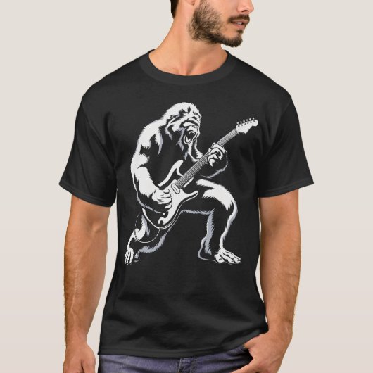 Bigfoot Playing Guitar Rock And Roll Music Band Sa Tシャツ (正面)