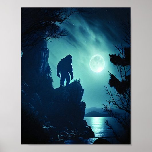 Bigfoot Poster Art Print, Gothic Wall Decor Painti ポスター (正面)