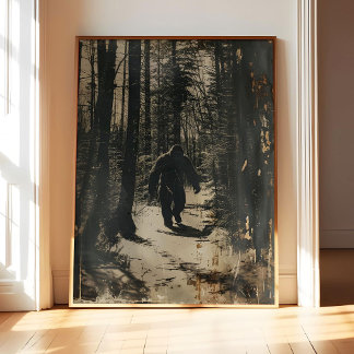 Bigfoot Poster Art Print, Scary Wall Art Painting  ポスター