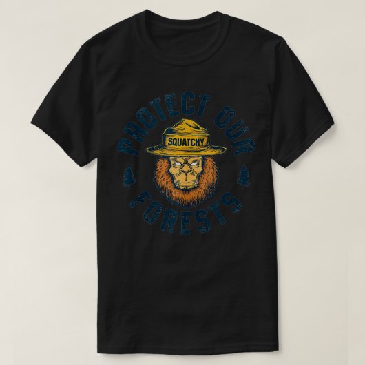 Bigfoot Protect Our Forests National Park Retro Sa Tシャツ (デザイン正面)