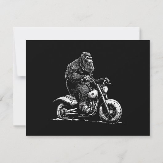 Bigfoot Riding A Motorcycle Bike Funny Sasquatch M サンキューカード (正面)