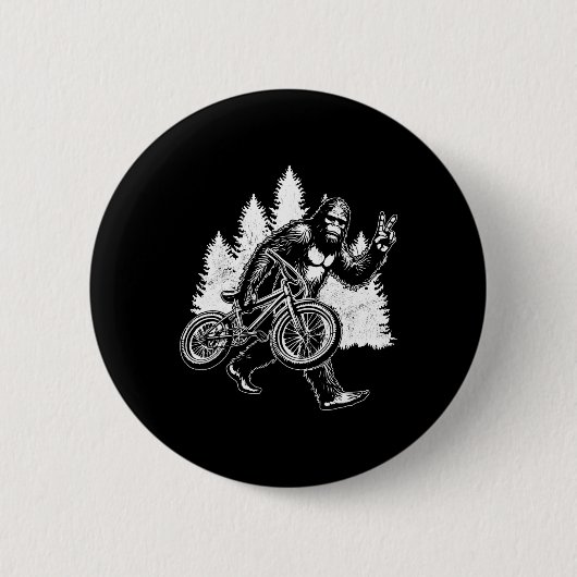 Bigfoot Riding Bicycle Vintage Mountain Biking Big 缶バッジ (正面)