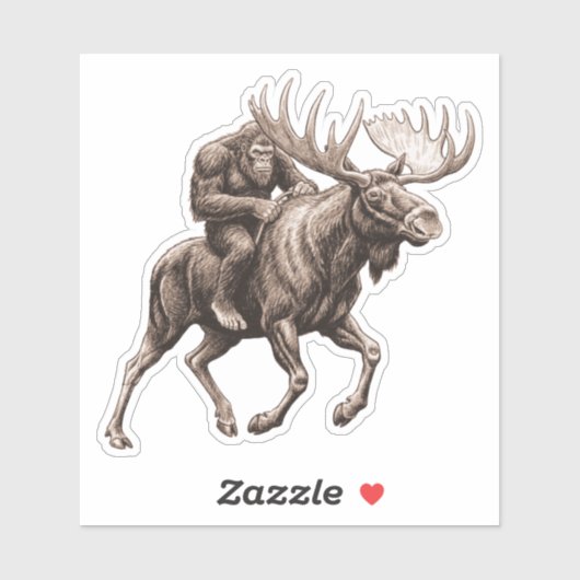 Bigfoot Riding Moose シール (シート)
