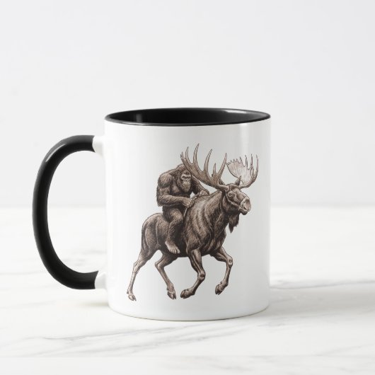 Bigfoot Riding Moose  マグカップ (左)