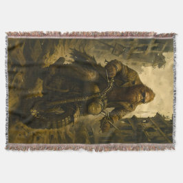 Bigfoot Riding Through a Post-Apocalyptic City スローブランケット