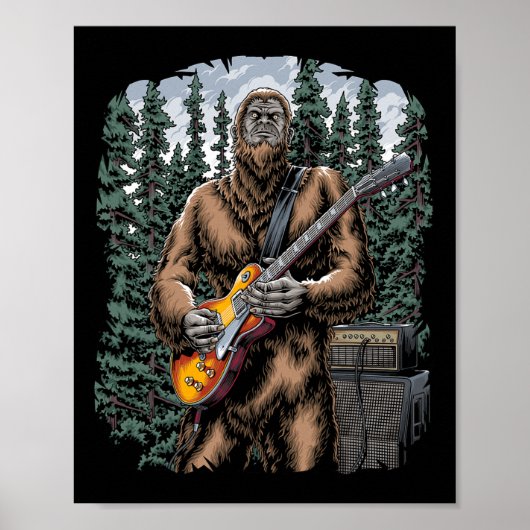 Bigfoot Rockin Out With His Guitar Out - Forest Ja ポスター (正面)
