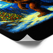 Bigfoot Santa Christmas Starry Night Sasquatch Van ポスター (角)