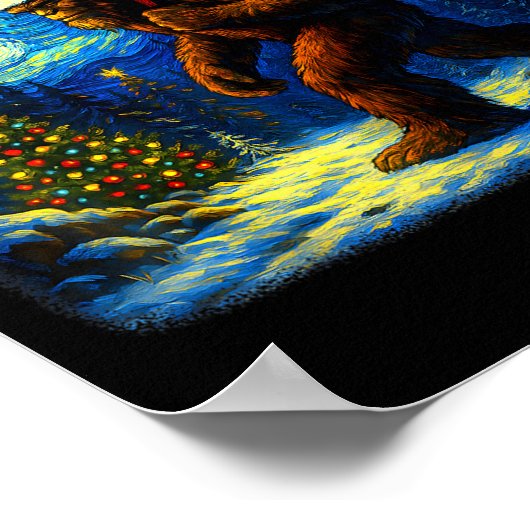 Bigfoot Santa Christmas Starry Night Sasquatch Van ポスター (角)