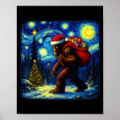 Bigfoot Santa Christmas Starry Night Sasquatch Van ポスター (正面)