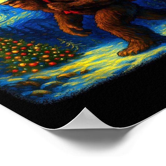 Bigfoot Santa Christmas Starry Night Sasquatch Van ポスター (角)