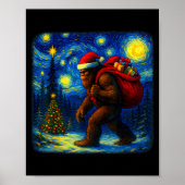 Bigfoot Santa Christmas Starry Night Sasquatch Van ポスター (正面)