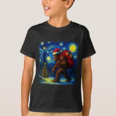 Bigfoot Santa Christmas Starry Night Sasquatch Van Tシャツ (正面)