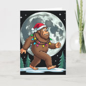 Bigfoot Santa Christmas Tree Lights Card カード (正面)