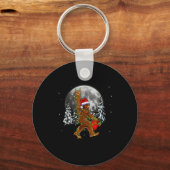 Bigfoot Santa Christmas Tree Lights Funny Xmas Sas キーホルダー (正面)