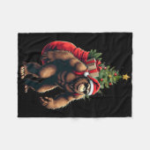 Bigfoot Santa Christmas Tree Lights Funny Xmas Sas フリースブランケット (正面(横))
