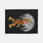 Bigfoot Santa Christmas Tree Lights Funny Xmas Sas フリースブランケット (正面(横))