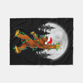 Bigfoot Santa Christmas Tree Lights Funny Xmas Sas フリースブランケット (正面(横))