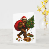Bigfoot Santa Christmas Tree Lights Xmas Boys Men  カード (黄色い花)