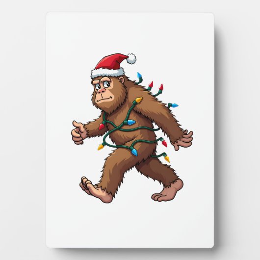 Bigfoot Santa Christmas Tree Lights Xmas Boys Men フォトプラーク (正面)