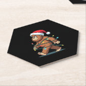 Bigfoot Santa Christmas Tree Lights Xmas Boys Men ペーパーコースター (アングル)
