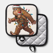 Bigfoot Santa Christmas Tree Lights Xmas Boys Men  鍋敷き (正面/裏面)