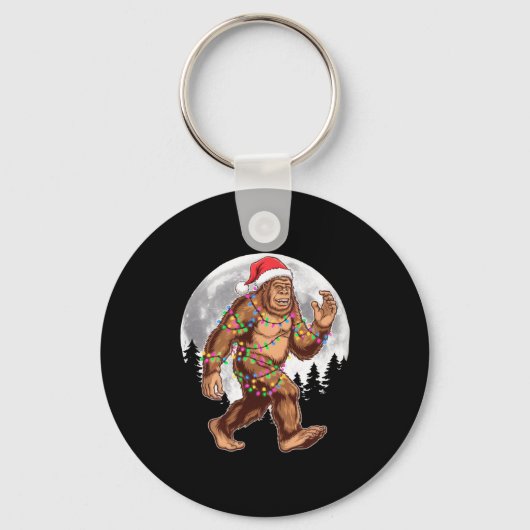 Bigfoot Santa Christmas Tree Lights Xmas Sasquatch キーホルダー (正面)