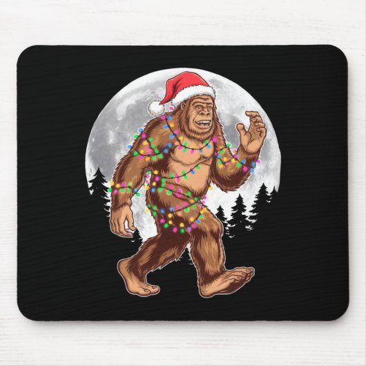 Bigfoot Santa Christmas Tree Lights Xmas Sasquatch マウスパッド (正面)
