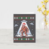Bigfoot Santa Ufo Alien Funny Ugly Christmas Sweat カード (黄色い花)
