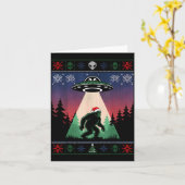 Bigfoot Santa Ufo Alien Funny Ugly Christmas Sweat カード (黄色い花)