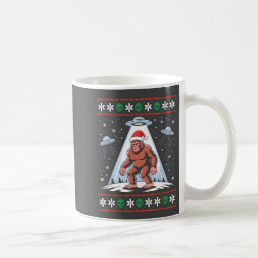 Bigfoot Santa Ufo Alien Funny Ugly Christmas Sweat コーヒーマグカップ (右)