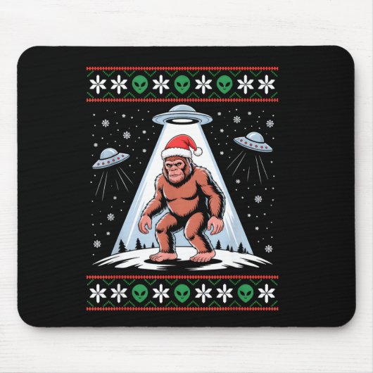 Bigfoot Santa Ufo Alien Funny Ugly Christmas Sweat マウスパッド (正面)