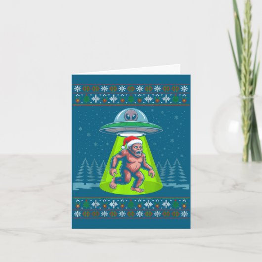 Bigfoot Santa Ufo Sasquatch Funny Ugly Christmas S カード (正面)