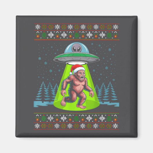 Bigfoot Santa Ufo Sasquatch Funny Ugly Christmas S マグネット (正面)